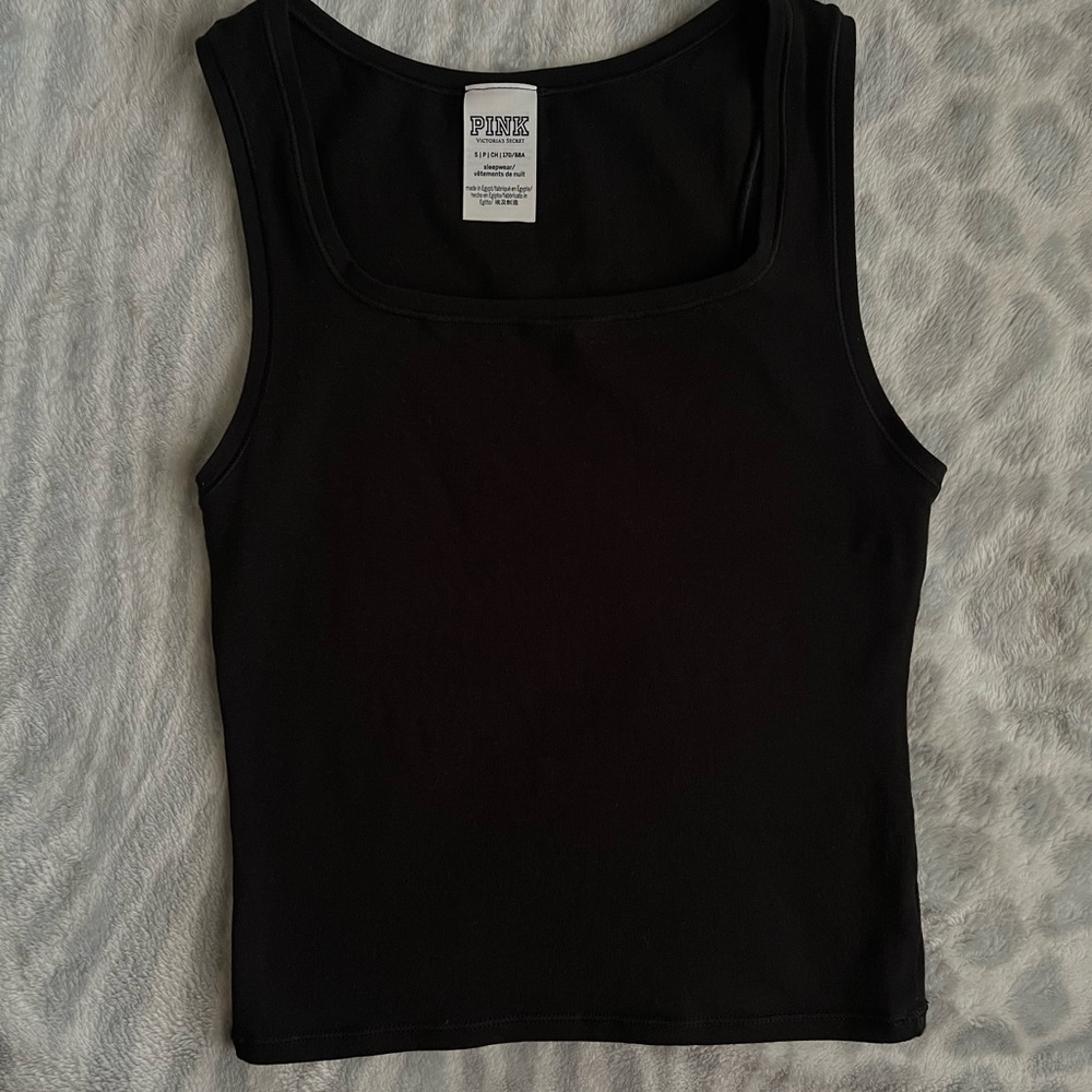 PINK Victoria's Secret Fitted Black Sleeveless Sleepwear Tank